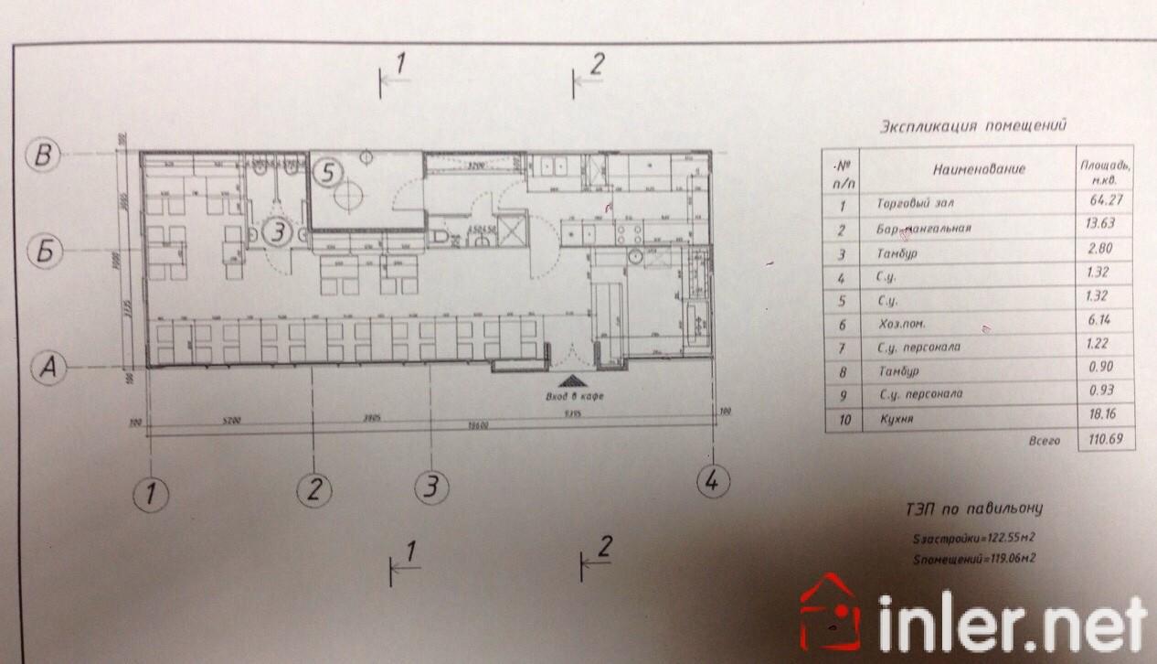 План предприятия общественного питания с экспликацией помещения